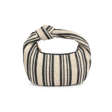 Straw Knotted Handle Clutch - Black & White