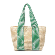 Striped Handle Straw Tote