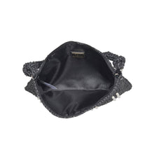 Straw Shoulder Bag - Studded Black