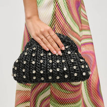 Studded Straw Clutch - Black