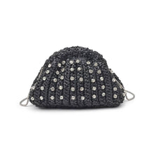 Studded Straw Clutch - Black