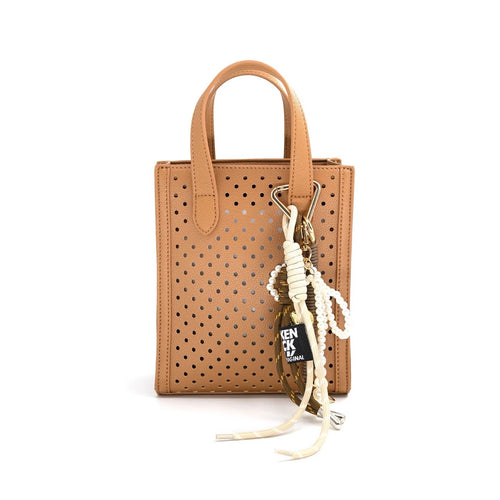 Perforated Charm Tote - Tan