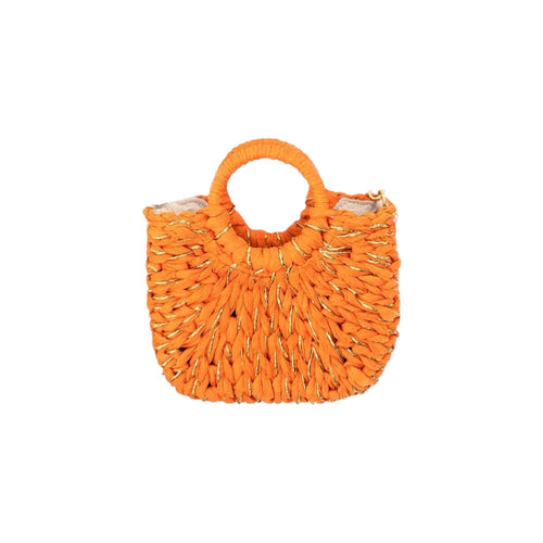 Metallic Straw Ring Handle Mini - Orange