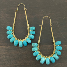 Beaded Teardrop Hoop - Turquoise