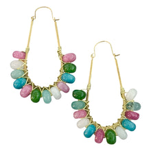 Beaded Teardrop Hoop - Pastel Multi