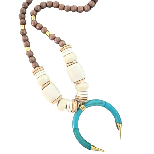 Crescent Pendant Necklace - Turquoise