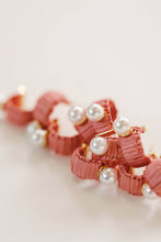 Mini Raffia & Pearl Hoops - Pink